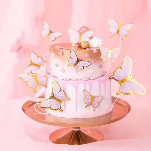 Topper piker dekoracja tort motyle roczek urodziny baby shower złoty 10szt